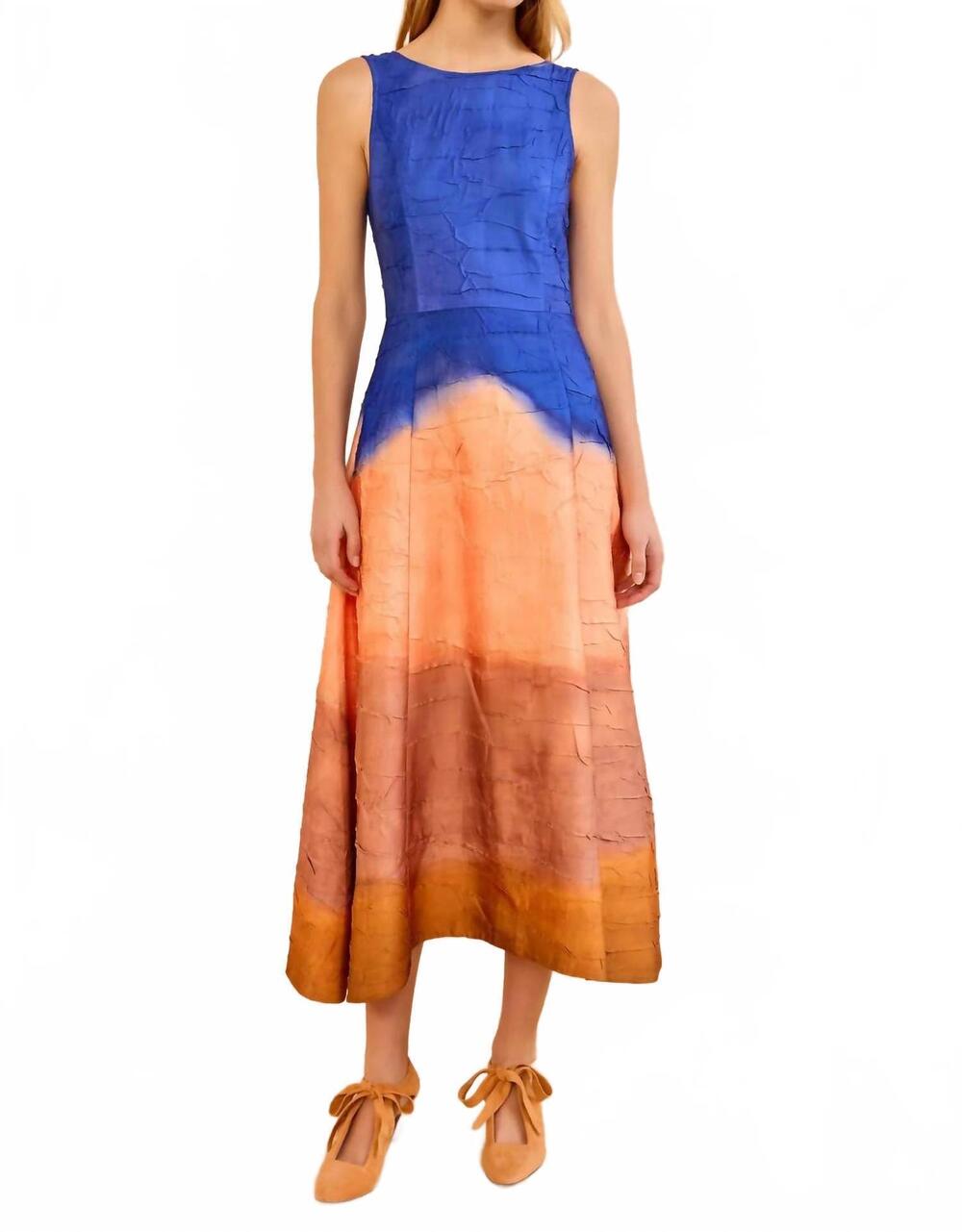 NEW ULLA JOHNSON georgia satin midi dress in blue multi
